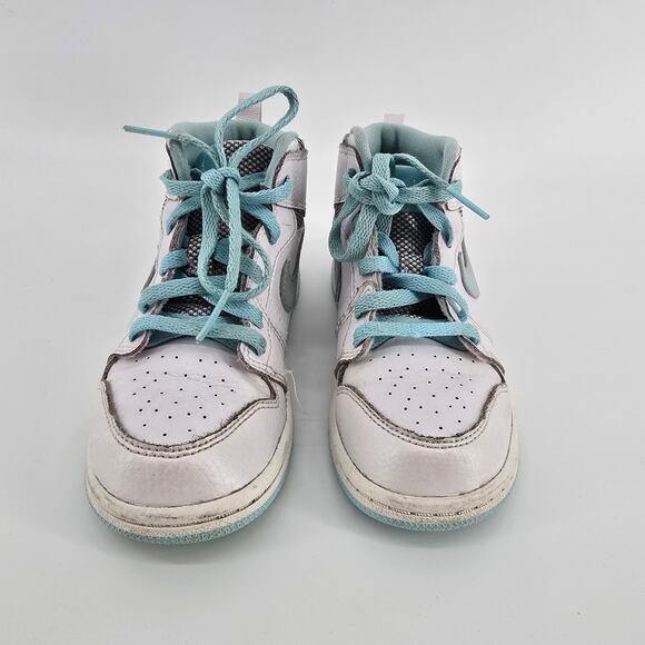 Nike Air Jordan 1 Retro 705324-106 High Top Pearl White Blue Toddler Unisex 10T - Picture 2 of 7
